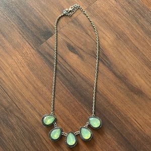 Silver & Green Accent Necklace